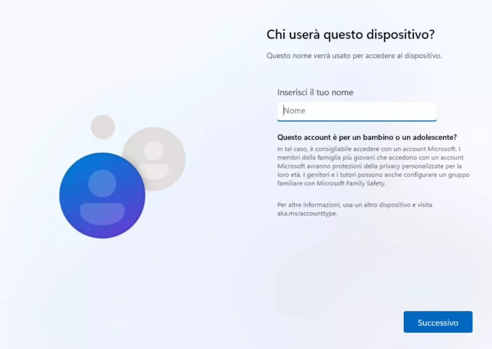 Windows 11 senza account microsoft