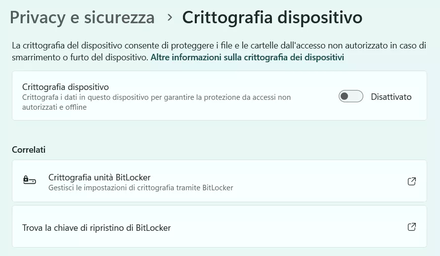 Crittografia Obbligatoria Windows 11 